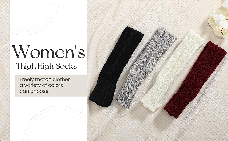 Thigh High Socks - Over Knee High Socks for Women Warm Valentines Day Gifts for Her Thigh High Stockings Leg Warmers