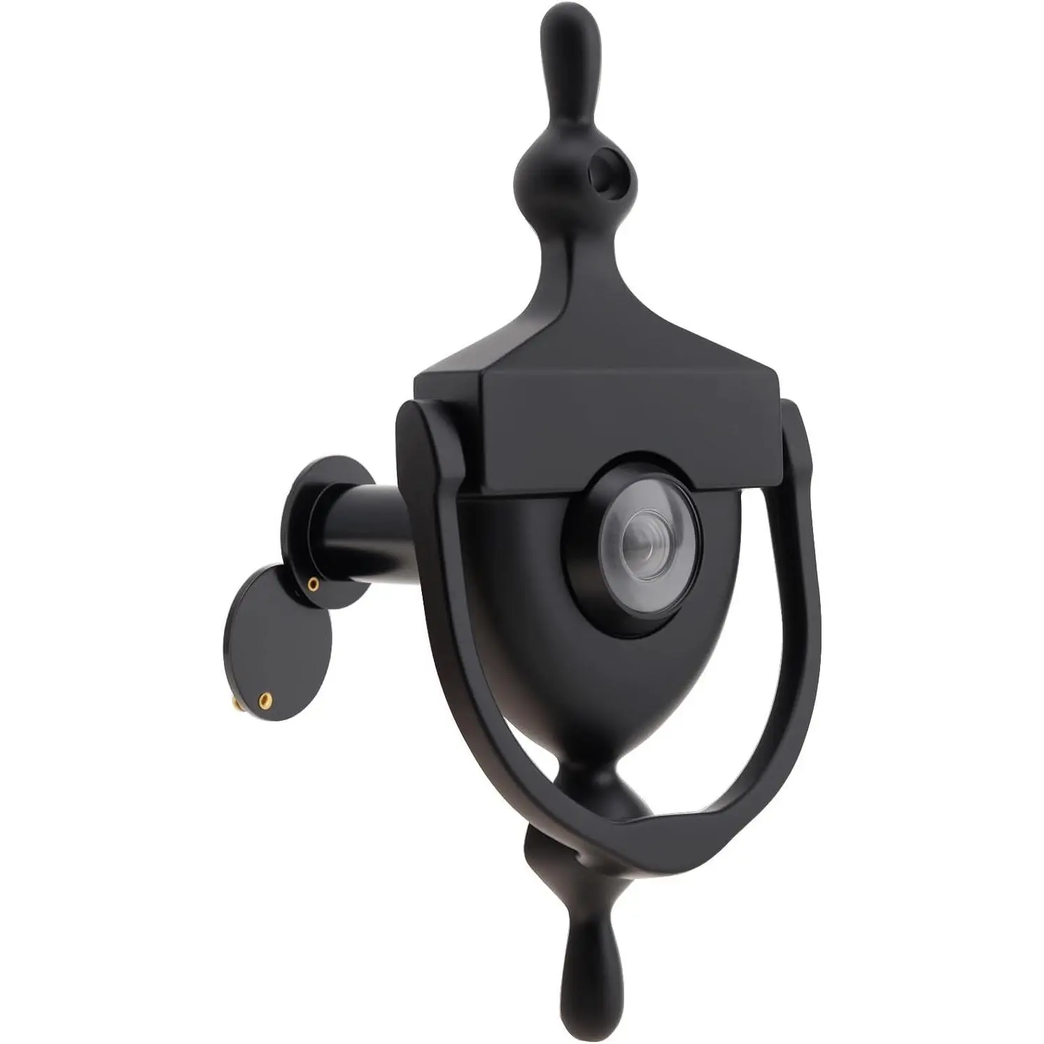 6 in Door Knocker with Peephole,9/16 in Viewer for 1-3/8" to 2-1/4" Door | Black Knocker for Front Door,180-degree Solid Brass Peep Hole with Privacy Cover,Matte Black Finished