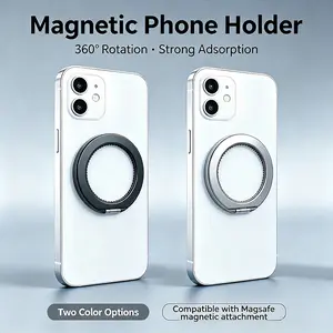 Magsafe Magnetic Metal Stand, 360° Rotatable Ultra-Thin Design, No Adhesive Strong Magnet, Includes 2 Magnetic Rings, Ideal for Devices