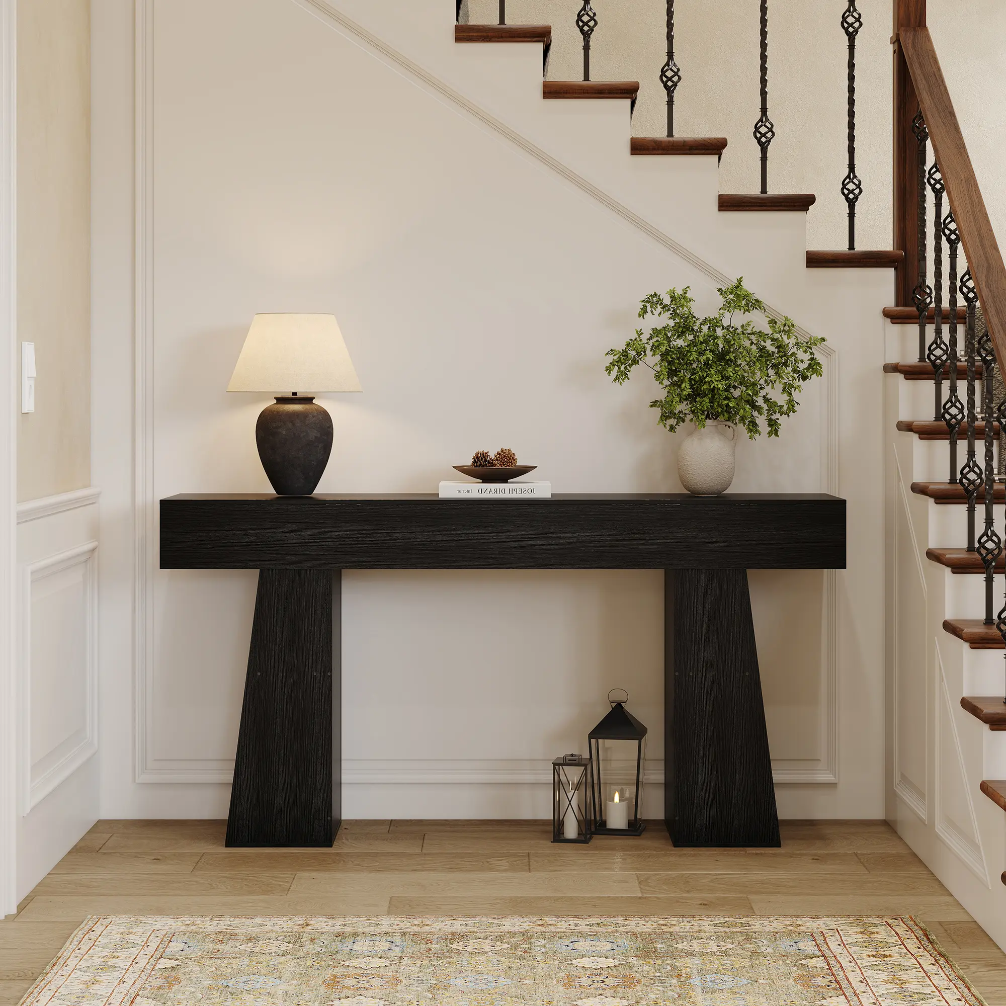 63" Entryway Table with Storage, Console Table for Entryway, Black