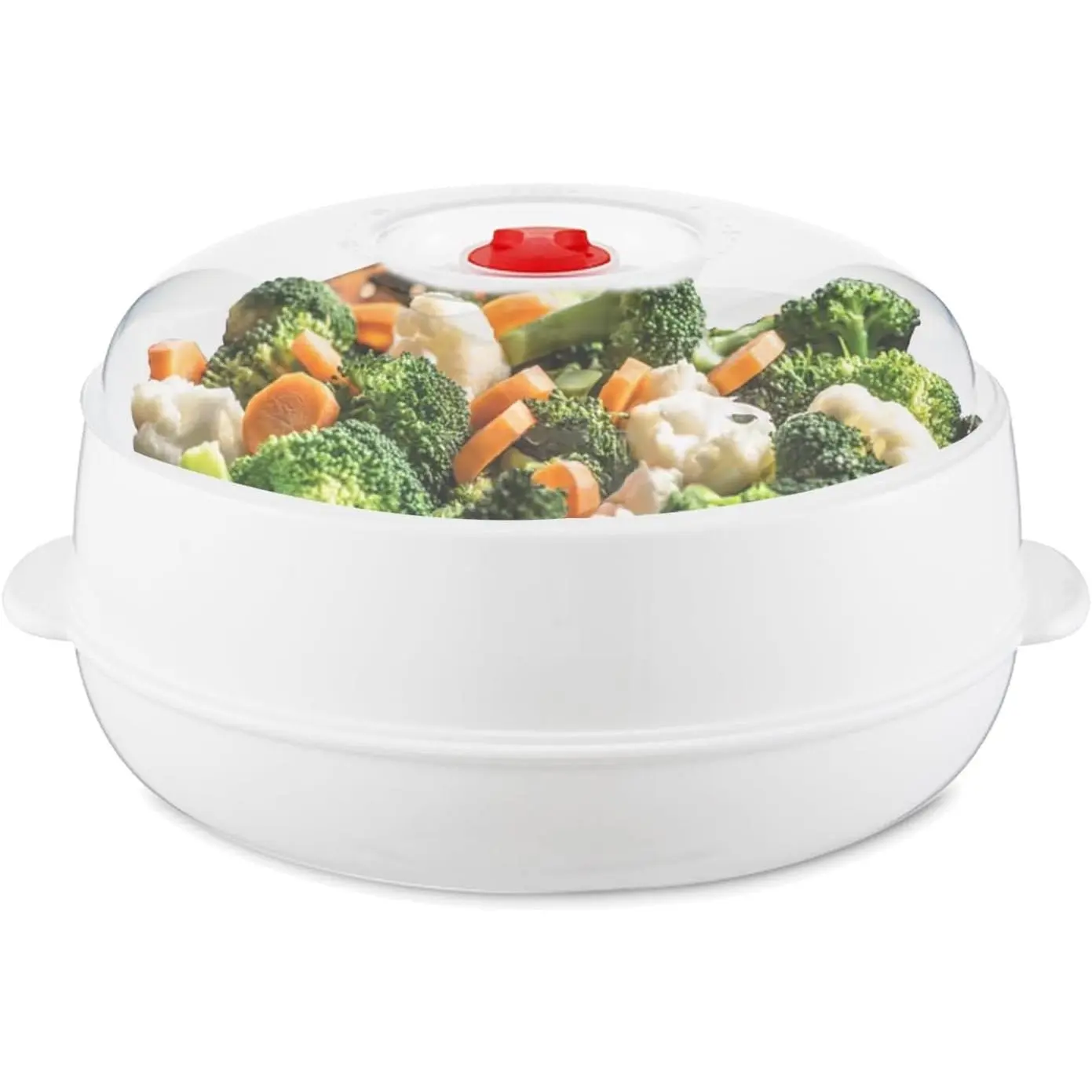 Microwave Steamer - Single-layer Plastic Vegetable Steamer with Lid, BPA Free, Healthy Quick Fast Cooking Cookware