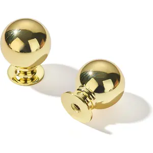 10 Pack 1 Inch Vintage Ball Polished Brass Cabinet Knobs Kitchen Cabinet Hardware Drawer Knobs Pulls for Drawers.