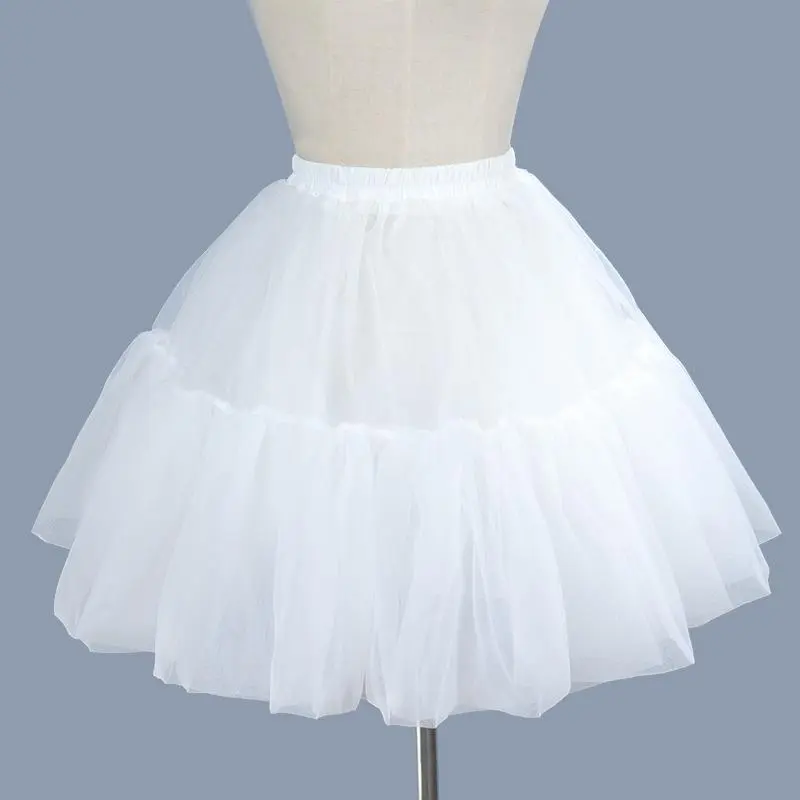 Women's & Girls' 45cm Polyester Tulle Short White Petticoat Underskirt, Ruffled Layers Crinoline for Ballet Look, Basic Bottoms