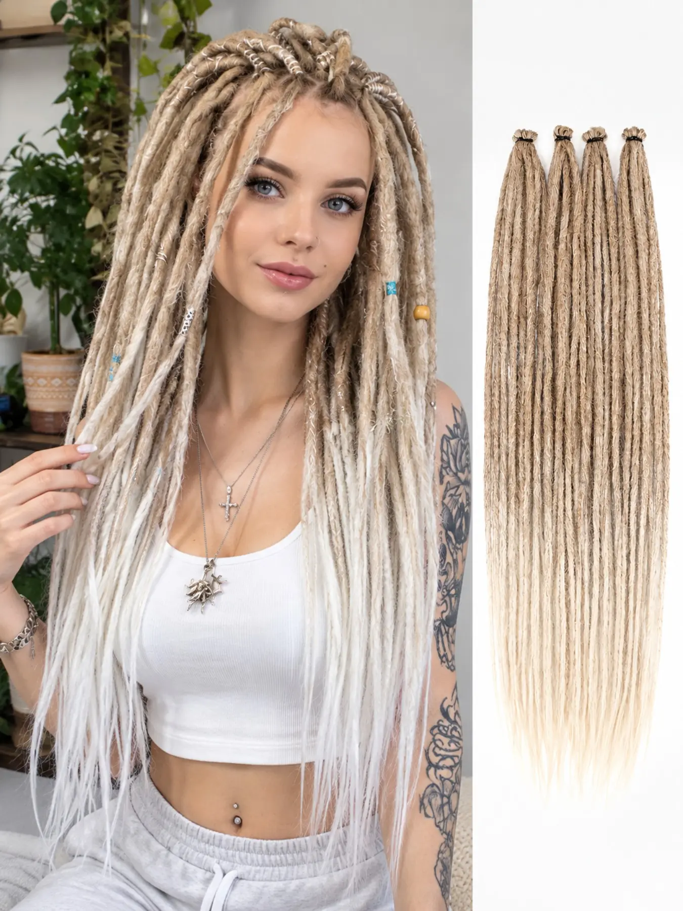 Long 22 Inch Synthetic Faux Locs Extensions for Women, Crochet Style Dreadlock Braiding Hair with Colorful Locs for Festival Hairstyles and Everyday Wear