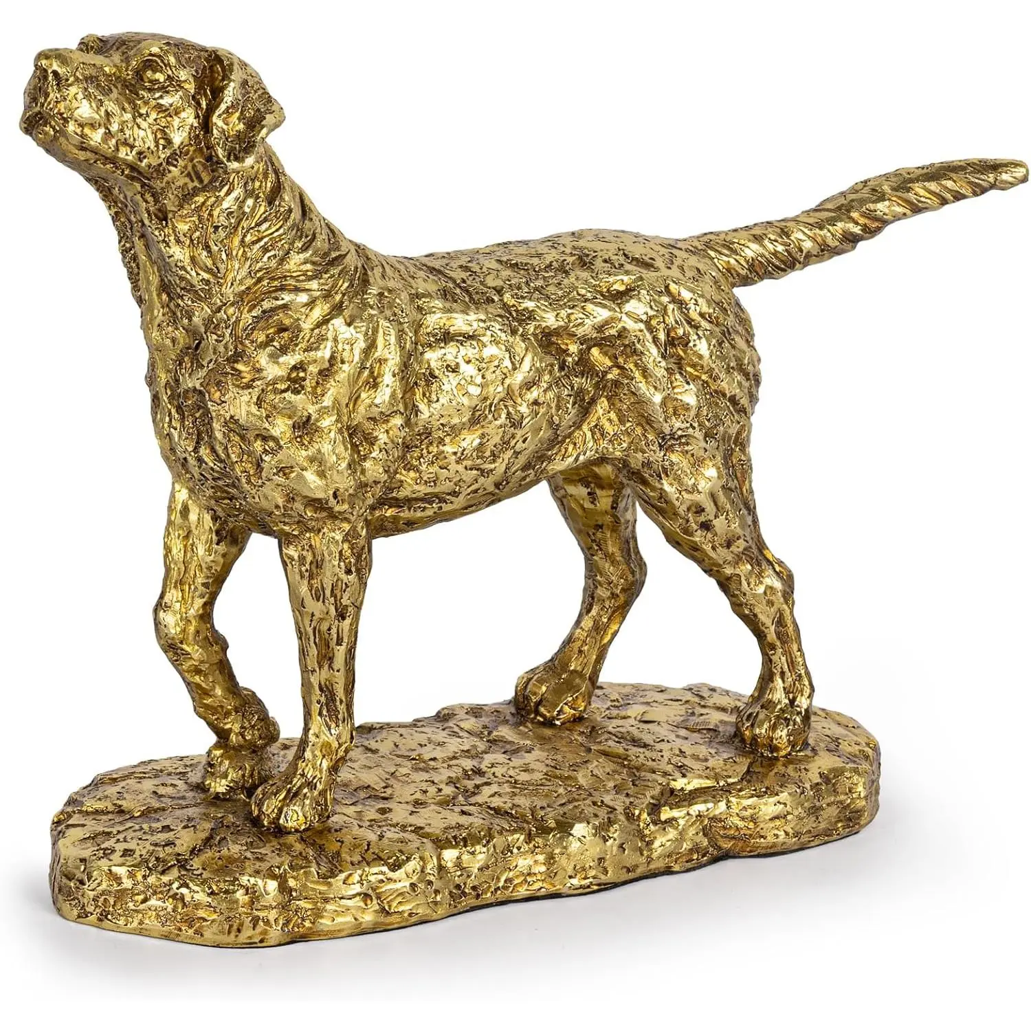 Labrador Retriever Dog Statue, Hand-Painted Resin Dog Figurine, Realistic Labrador Sculpture for Home Decor, Shelf Decor, Office Desk Decoration, Dog Lover Gift (Gold)