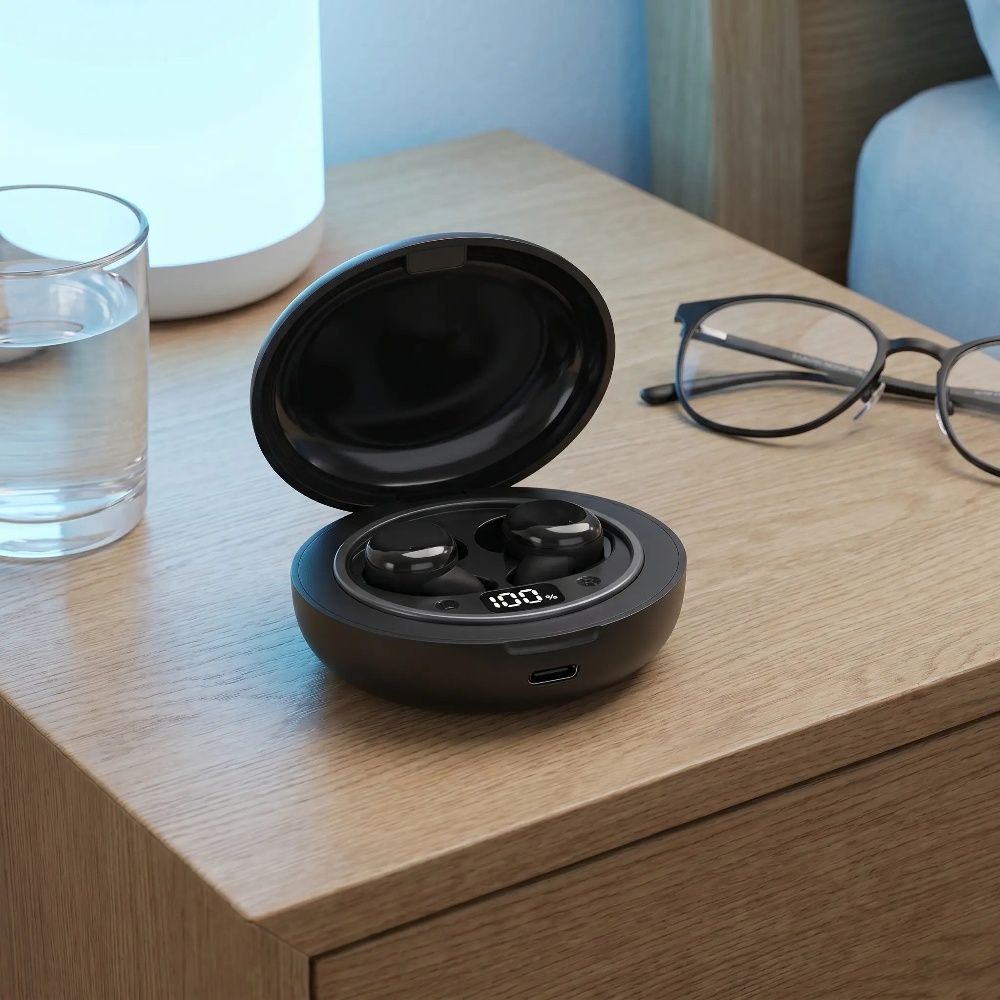 Bluetooth 6.0 TWS Sleep Earbuds for Side Sleepers, Ultra-Small Invisible Design, No-Pressure Fit, Noise Blocking, Comfortable Wireless Earbuds with LED Battery Display