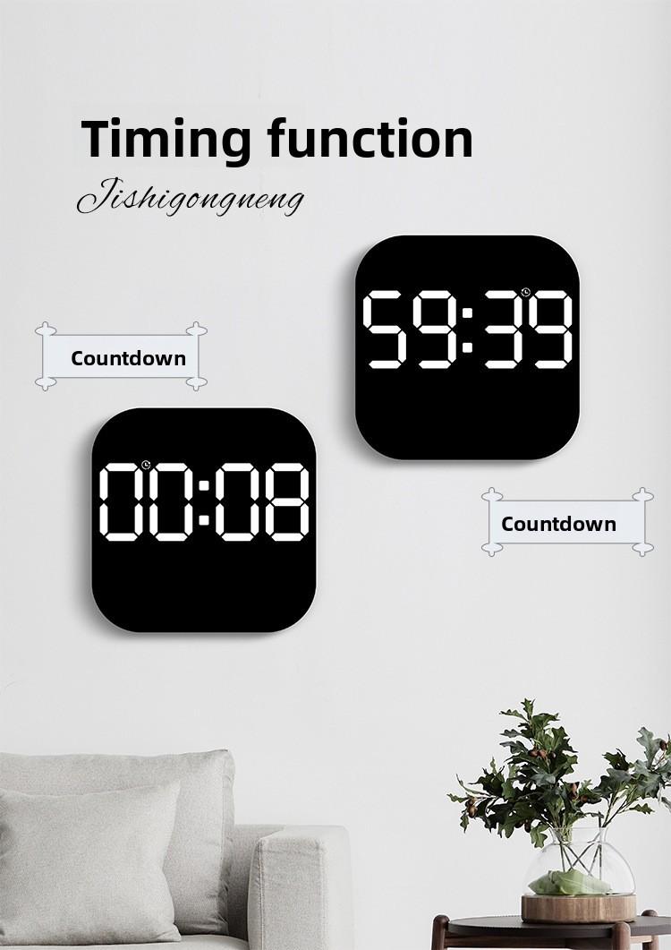Large Display Digital LED Wall Clock Battery Operated with Temperature Date Weekday Display Adjustable Brightness Alarm Timer Modern Hanging Table Clock for Living Room Bedroom Home Decor
