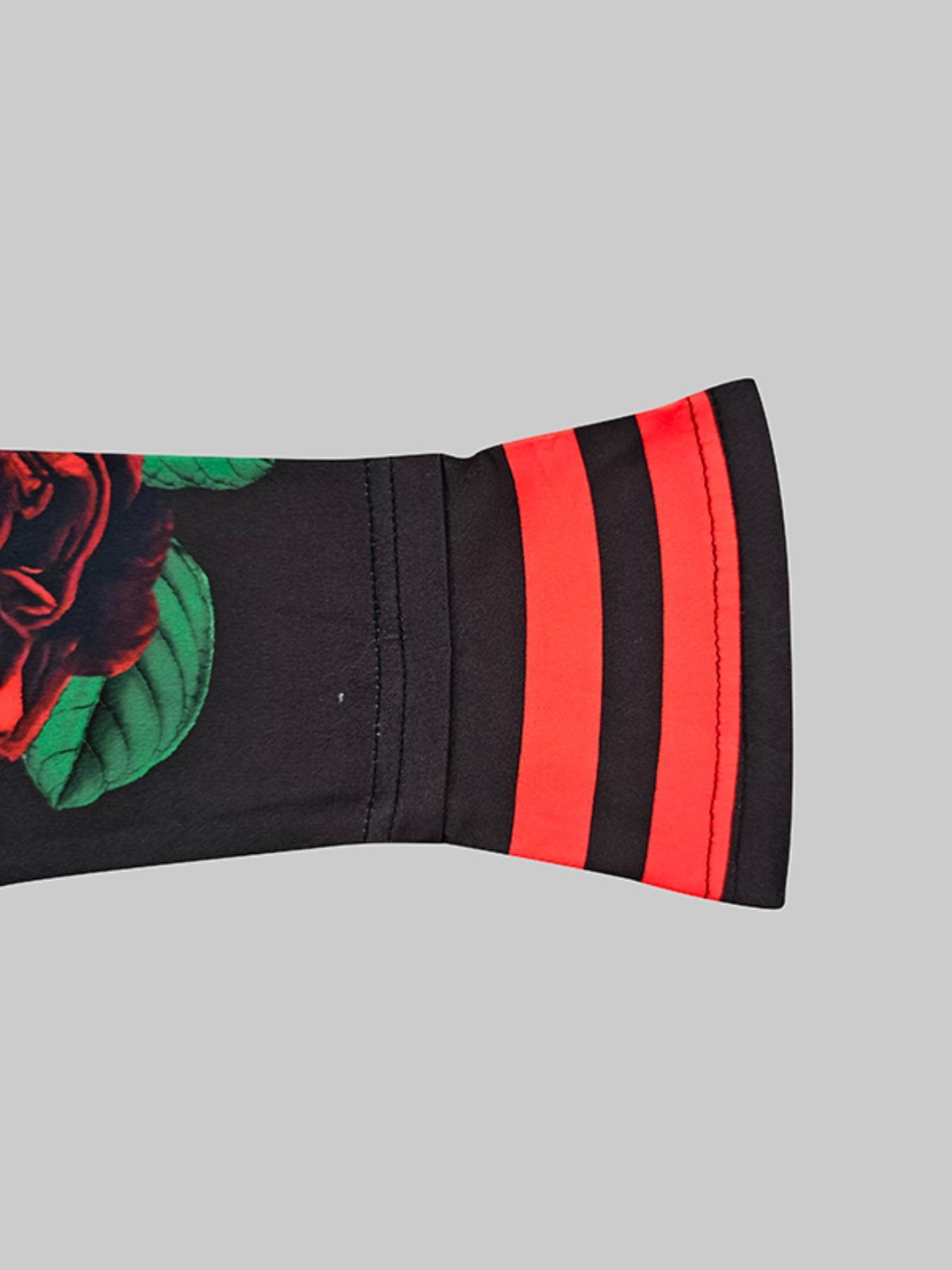 Women's Floral Print Long Sleeve Tee, Elegant Stand Collar T-shirt for Fall & Winter, Women's Clothing for Daily Wear, Casual Fashionable Top, Classy Tops, Womenswear