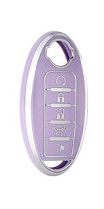 for Nissan Key Fob Cover Car Key Fob Case Shell Fit for Nissan Rogue Altima Sentra Pathfinder Titan Murano Kicks Versa Armada Leaf Smart Key Car Accessories Protector, Purple