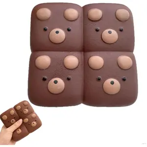 Bread Butter Squishy, Slow Rising Squeeze Toy for Kids Adult, 4.3inch Squeeze Bread Chocolate Bear Toy, PU Material Stress Relief & Fidget Toy for Office or Party Favor (Bread-Bear)