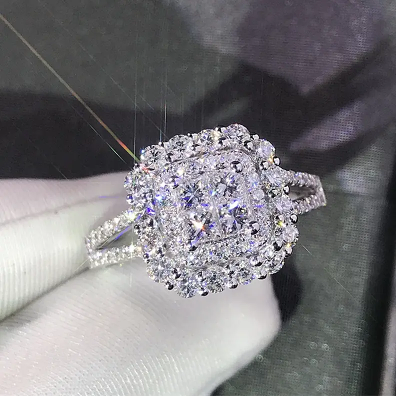 Luxury Square Rhinestone Pave Ring – Sparkly Statement Cocktail Band, Elegant Gold & Silver Tone Jewelry for Women, Summer Party & Everyday Trendy Accessory