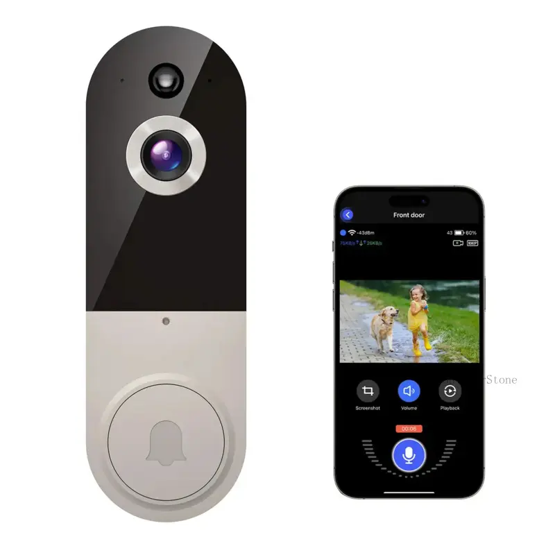 Doorbell Camera Wireless, Smart WiFi Video Doorbell, 1080P, Video Doorbell Camera with 2 Way Audio, AI Human Detection, Night Vision, Cloud Storage, Battery Powered, Easy Installation, 2.4G WiFi OnlyEverlanelnspired17 XX18SimmerStone