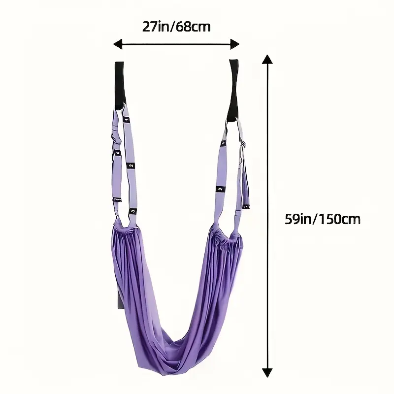 1pc Purple Polyester Yoga Fitness Strap, Universal Waist Back Leg Stretching Strap, Anti-Gravity Inversion Door, for Back Bending Inversion, Dance, Ballet, Gymnastics Stretching Exercise Trainer