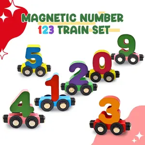 Wooden Digital Magnetic Train Set for Kids - Educational Toys with Number Counting Blocks & Mathlink Cubes - Ideal for Preschool Learning & Gift for Boys Girls, Mother's Day