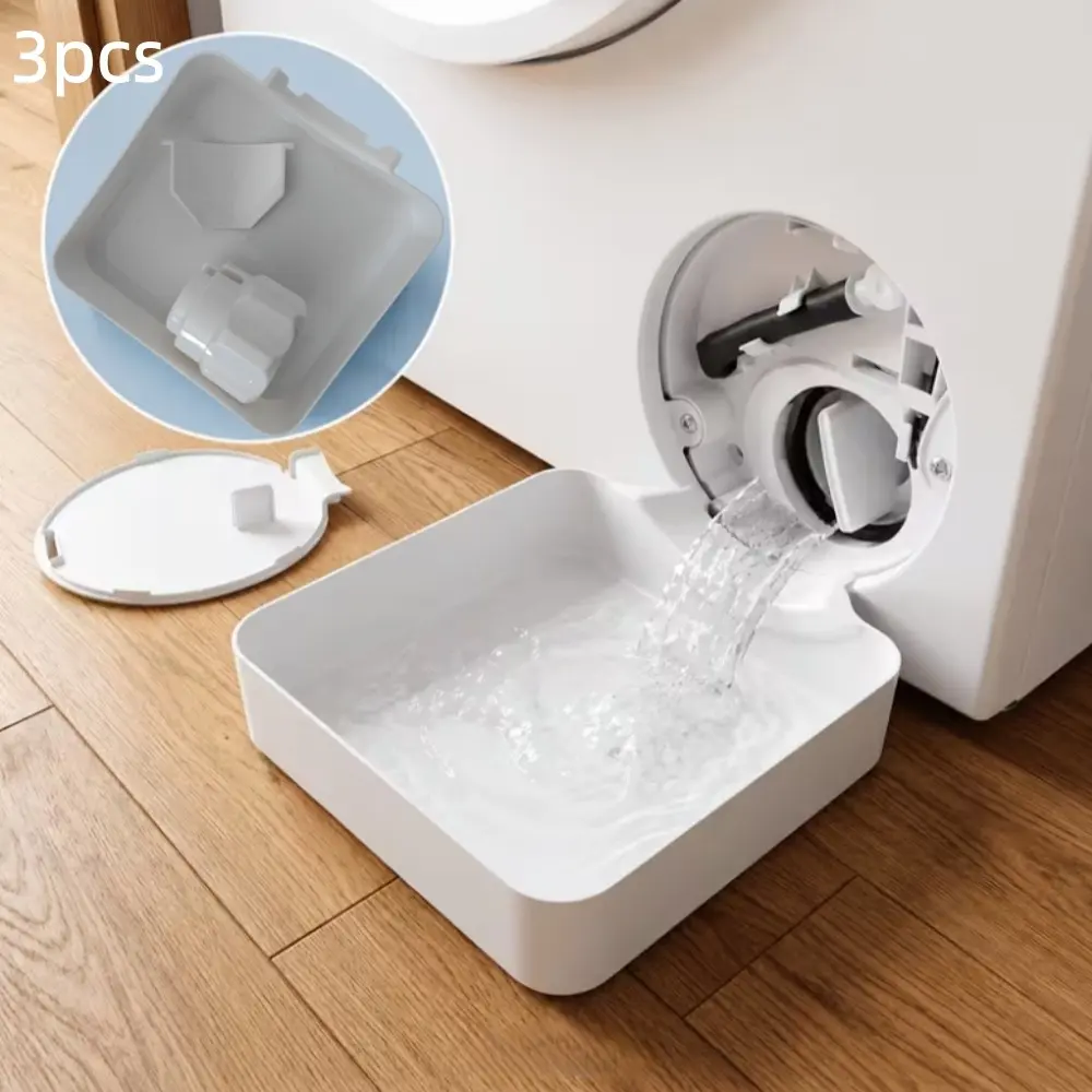 3-Piece Washing Machine Drain Funnel Set, Includes Flow Guide Panel and Switch Tool, Drain Tray Prevents Water Leakage, Ideal for Cleaning Lint Filters