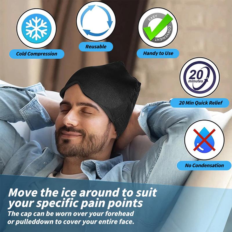 HISTORYOO Migraine Headache Relief Cap Reusable Hangover Gel Cooling Ice Cap Eye Mask Strain Relief Eye Bags Stress Hot Cold Compress Therapy (Before use, it needs to be placed in the fridge or microwave) Puffy Stye Treatment Dry Headache Dark Circles