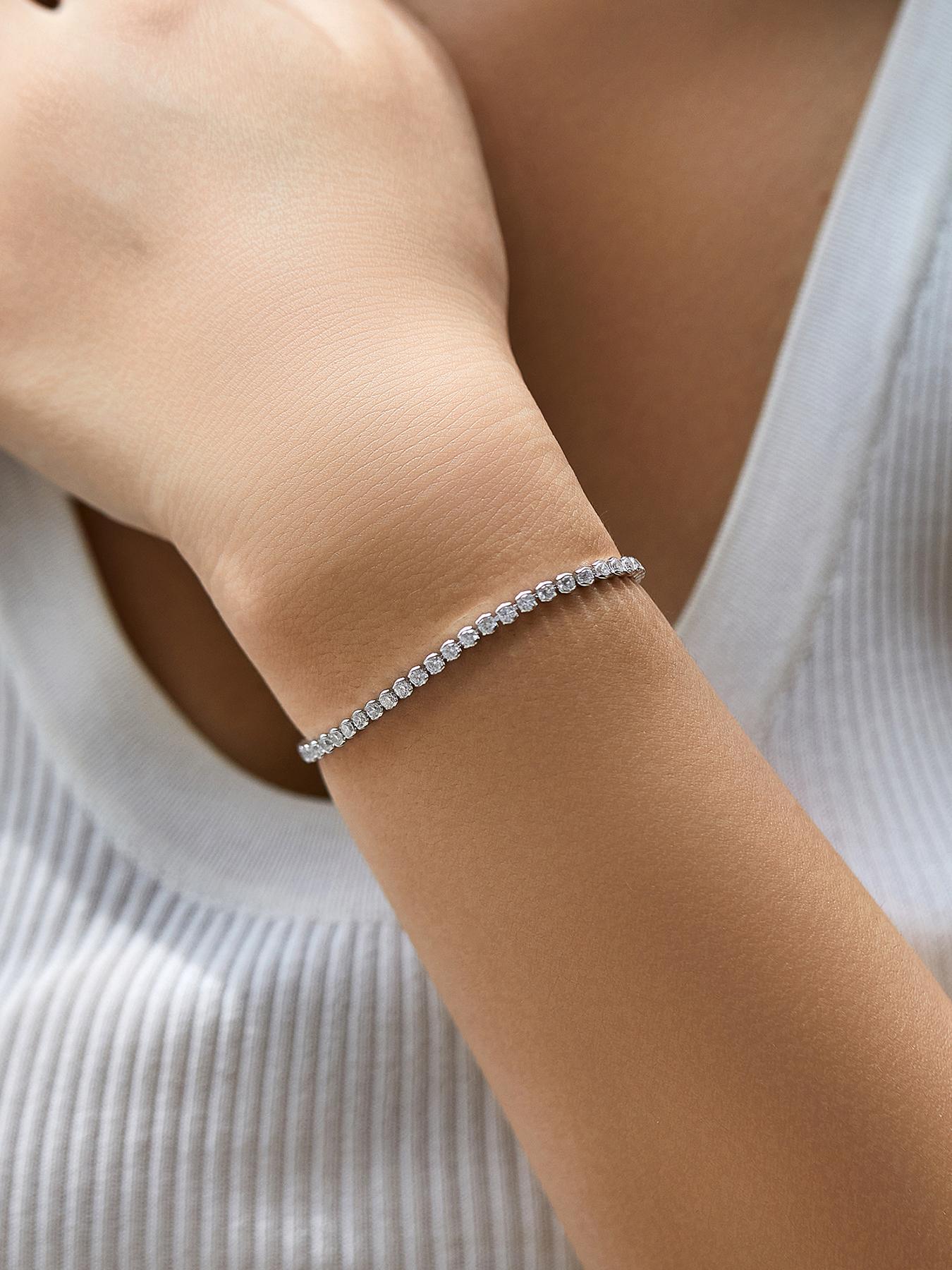 925 Sterling Silver Fashion Artificial Zircon Tennis Bracelet, Fashion Jewelry for Party, Daily Clothing Decor, Trendy All-match & Exquisite Jewelry for Birthday Gift with Box