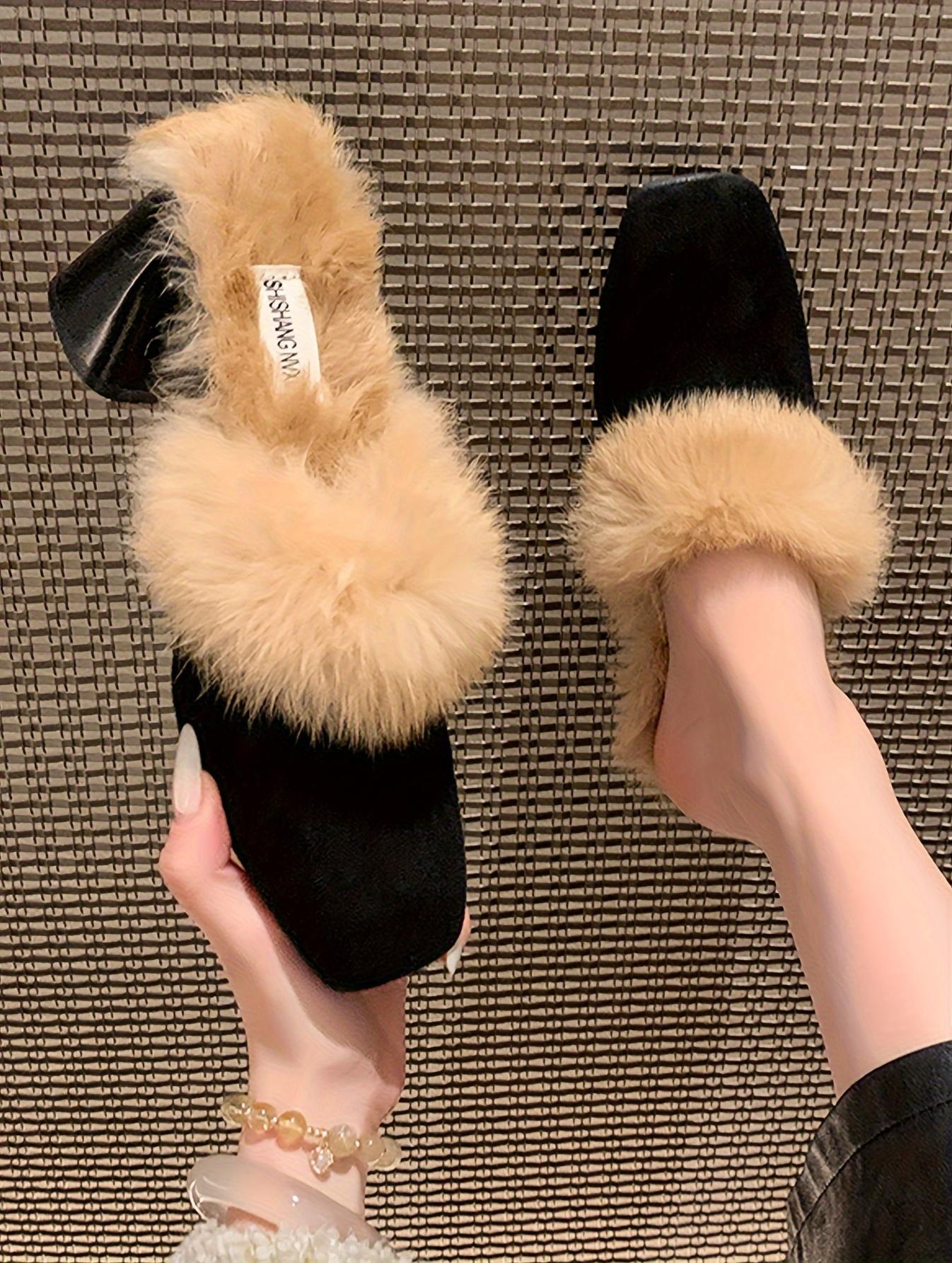 Moccasin Women 2024 New Autumn And Winter Outdoor Half with Dress Versatile High Heels One Slip-On Chunky Heel Elegant Women Shoes