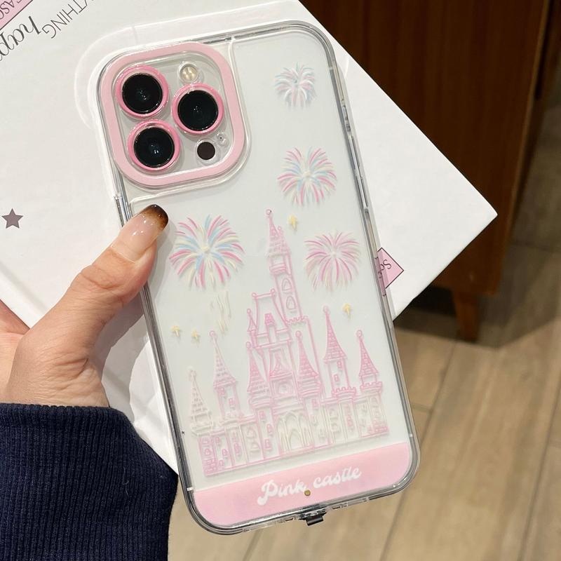 LED Fantasy Castle Fireworks Phone Case, Compatible with iPhone 11/12/13/14/15/16/17 Pro/Pro Max/Plus, Stylish Protective Cover, Unique Design for Daily Use, Protective Casing
