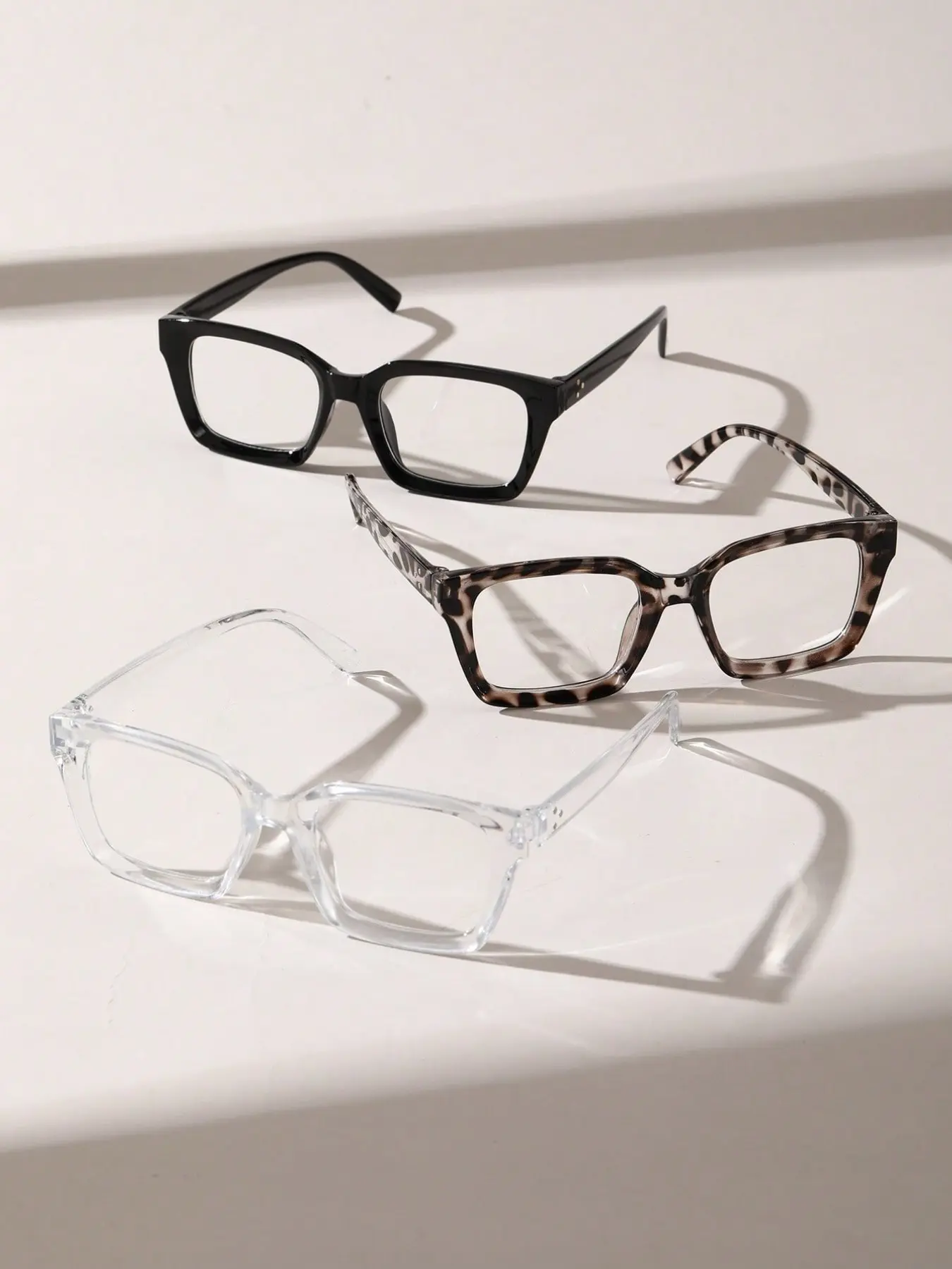 3 Pcs Small Frame Blue Light Blocking Glasses for Women, Fashion Plain Lenses, Men's Eyewear, Casual Style, All Seasons, Eyeglass Frames