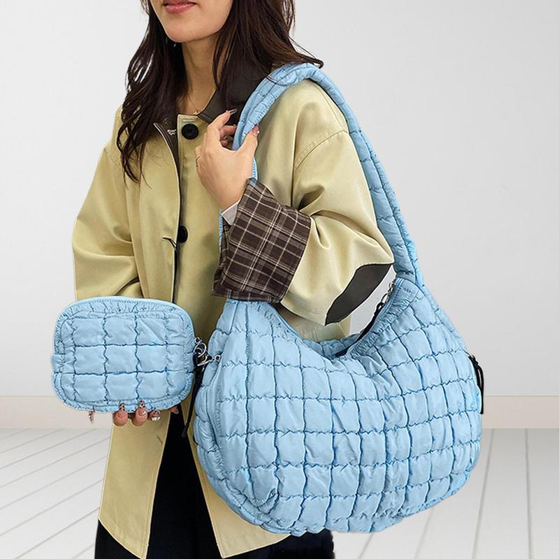 Lightweight Quilted Puffer Tote Bag for Women Practical Medium Bag Shoulder Crossbody Bags for Gym & Travel