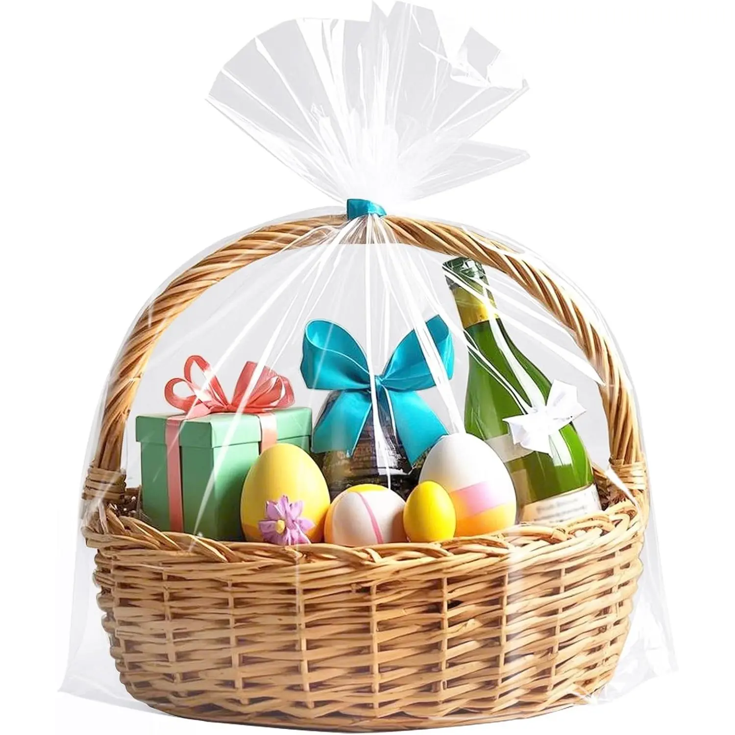 Large Cellophane Bags,26x32 Inch Big Clear Basket Bags 5 count Cellophane Wrap for  Baskets
