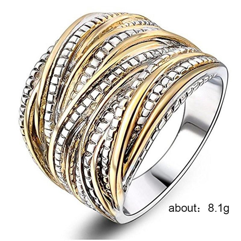 Vintage Two-Tone Twisted Texture Ring for Men & Women | Unisex Retro Statement Band