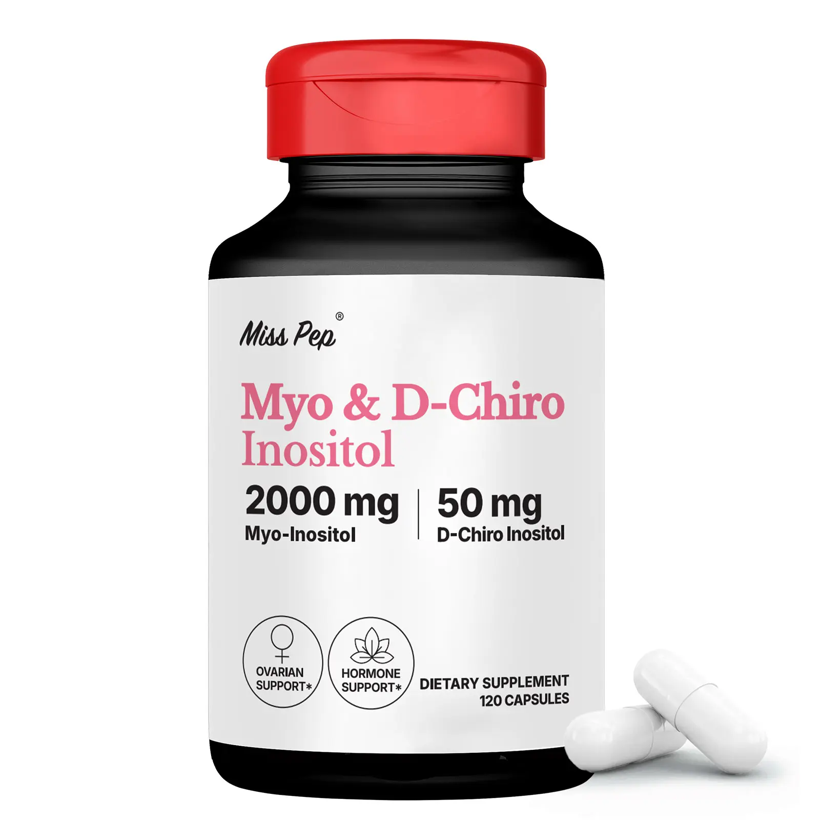 Misspep Inositol Supplement 40:1 Myo & D-Chiro Inositol, 120 Capsules (30-Day Supply) - PCOS Fertility Support, Pelvic Health Specialist Reviewed, 3rd-Party Tested, GMP Certified, Made in USA
