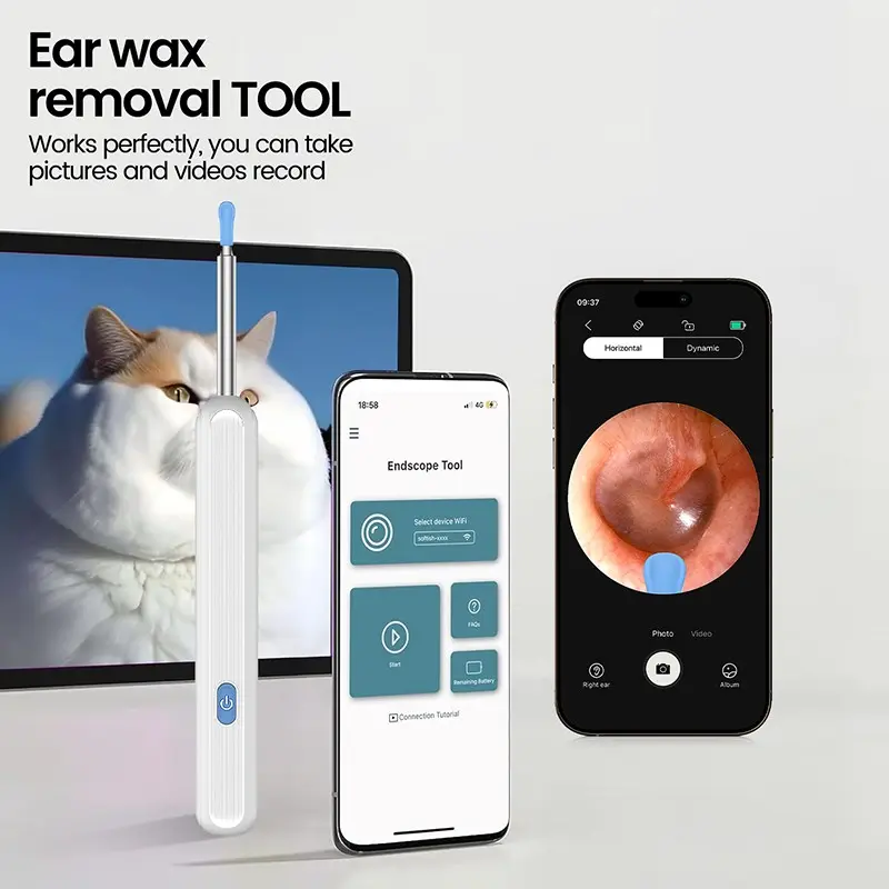 Wireless Visual Ear Cleaner, HD Digital Otoscope with Flexible Ear Camera, Ear Wax Removal Tool for Adults & Children