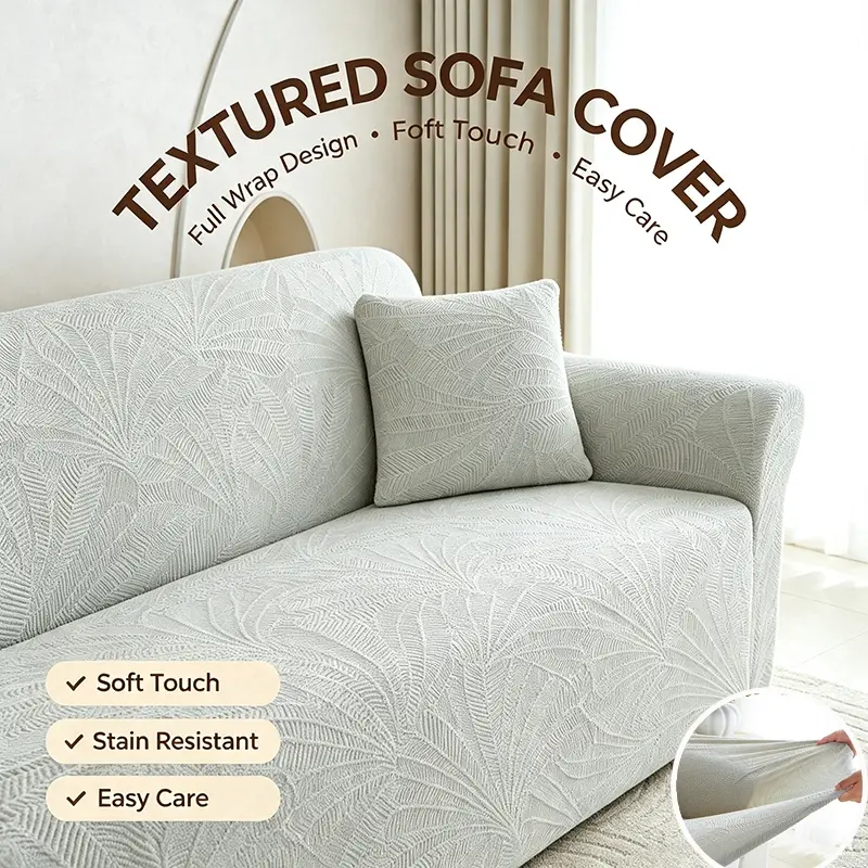 Stretch Sofa Cover Universal Fit 1‑5 Seater, Full Wrap Jacquard Sofa Slipcover, Pet Kid Friendly Non‑Slip Elastic Sofa Protector for Living Room Decoration