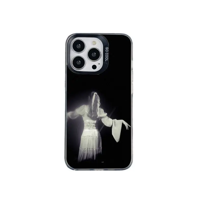 Sweet female singer Da Lei Sister -L-a-n-a- patterned silver mobile phone case, suitable for iPhone 12 13 14 15 16 17 and Samsung S22 S23 S24 S25 S26 niche high-end anti-fall all-inclusive colored silver case, the perfect gift choice