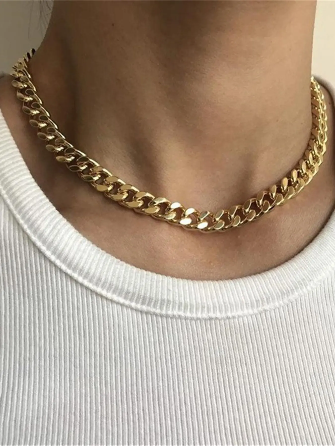 Men's Street Trend Minimalist Cuban Link Chain Necklace, Trendy Chunky Chain Necklace, Chic Hip Hop Vintage Jewelry As Birthday Gift for Boyfriend, Cuban Links Necklace, Cuban Style Chain