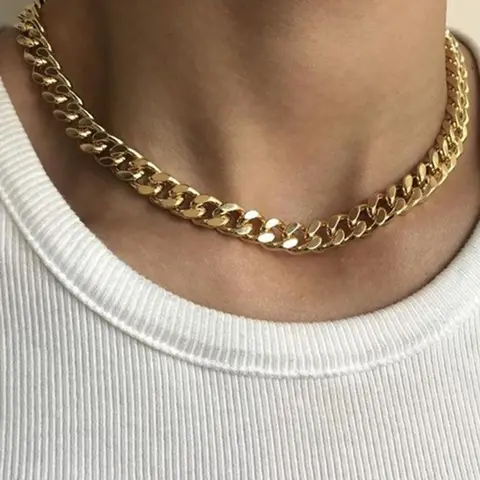 Men's Street Trend Minimalist Cuban Link Chain Necklace, Trendy Chunky Chain Necklace, Chic Hip Hop Vintage Jewelry As Birthday Gift for Boyfriend, Cuban Links Necklace, Cuban Style Chain