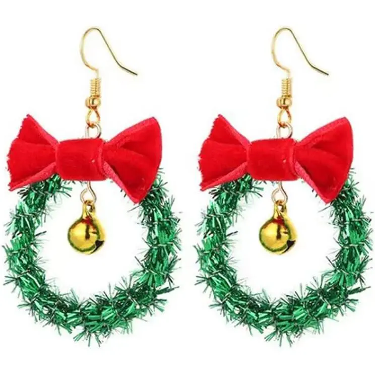 Lightweight Christmas Dangle Earrings for Women Creative Red Green Ball Earrings for Women Christmas Jingle Bow Earrings Christmas