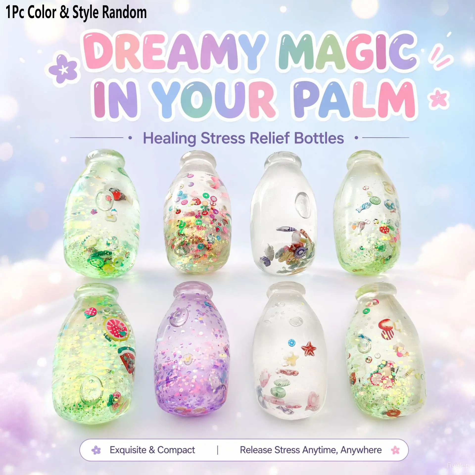 Maltose Drifting Bottle Pinch Music, Colorful Glitter Bottle, Slow Rebound Stress Relief, Creative Toy for Fun and Relaxation, Slow Rebound Squishies