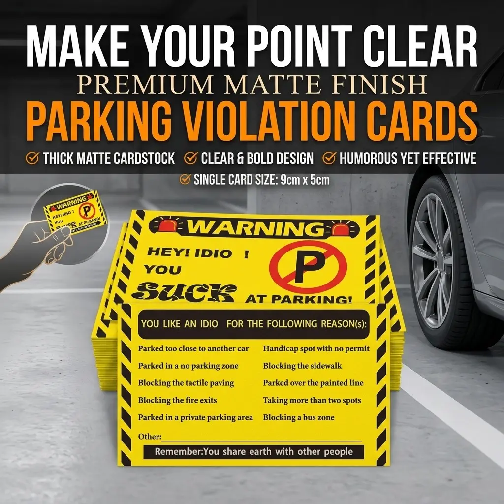 Warning Parking Violation Card, Dual-Sided Design, Copper Plate Printing, Suitable for Residential Areas, Private Spaces, Commercial Parks, Parking Cards