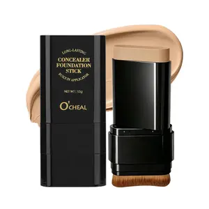 Foundation Stick,2 in 1 Dual-Ended Long-Lasting & Waterproof Concealer Korean Foundation Contour Sticks,Contouring Foundation with Brush,Full Coverage Matte Finish for Face Makeup(02NATURAL)