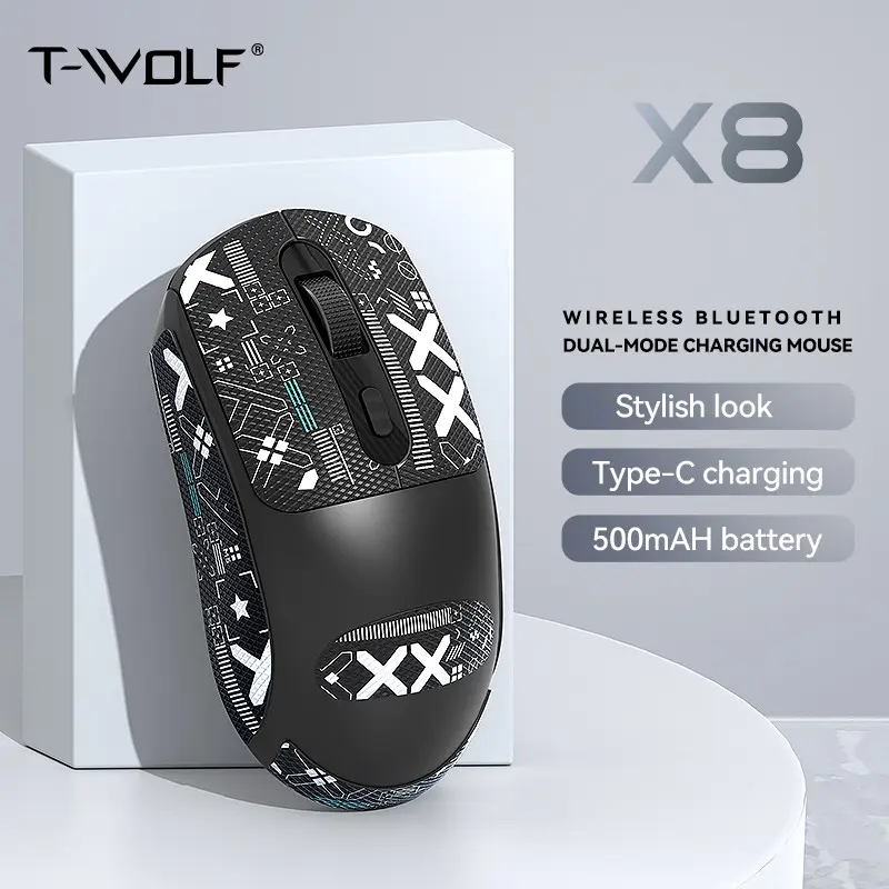 Wireless Bluetooth-compatible Mouse, 2.4g+Bluetooth-compatible 5.0 Dual Mode, Dpi Adjustable, Low Latency, Ergonomic Design, Gaming & Office Use