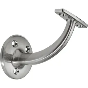 5 Pack 3-3/16 Inch Brushed Satin Nickel Handrail Bracket Heavy Duty Hardware for Stairways Home or Office Stair Support Hand Rail Brackets
