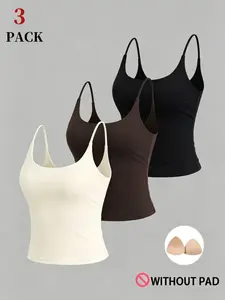 No-Pad No-Ruched Camisole Tank Top, Slim Fit Spaghetti Strap Cami, Y2K Summer Layering Top, Soft Stretchy Basic Shirt, Casual Sexy Blouse