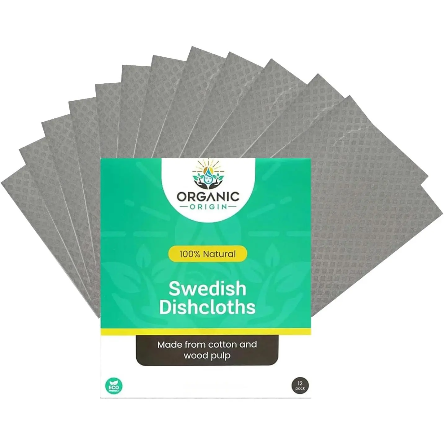 12-Pack Durable Swedish Origin Kitchen Cleaning Cloths - Absorbent Cellulose Sponge Cloths, Washable Dish Rags, Quick-Drying Paper Towel Alternative, Multi-Functional Dust Removal Cleaning Cloths
