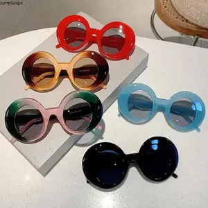 Color Block Round Semi Rimless Blue Light Blocking Glasses, Minimal Trendy Anti-Eyestrain Fashion Eyewear, Non-Prescription Screen Protection Spectacles for Daily Casual Wear & Thoughtful Gift Giving, Minimalist, Blue Light Blocking Lens