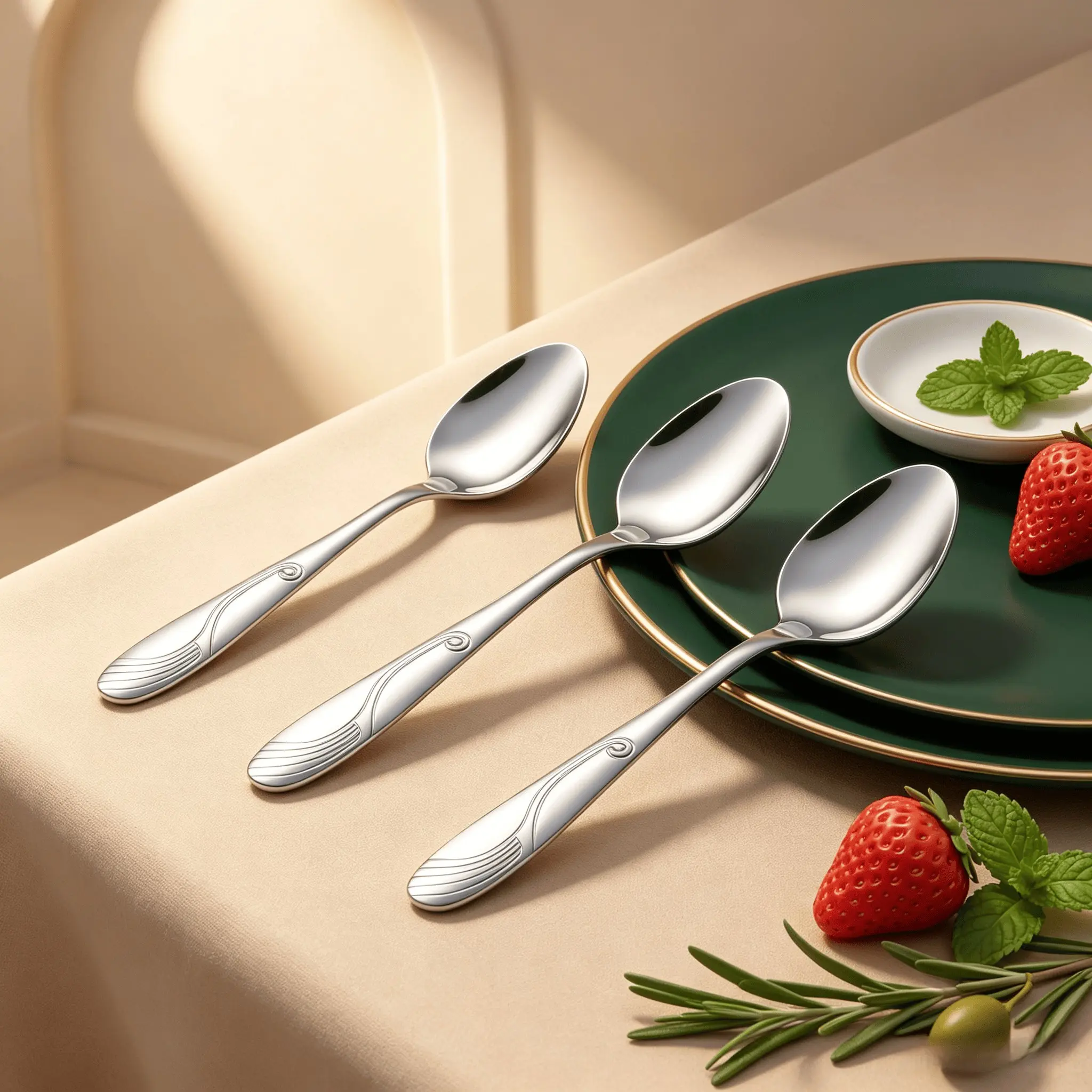 20-Piece Set Modern Streamline Pattern Stainless Steel Dinner Spoons, Mirror Polished Rustproof Soup Spoons, Food Grade Dishwasher Safe, Ideal for Home Kitchen, Restaurant, Dessert & Daily Dining Use