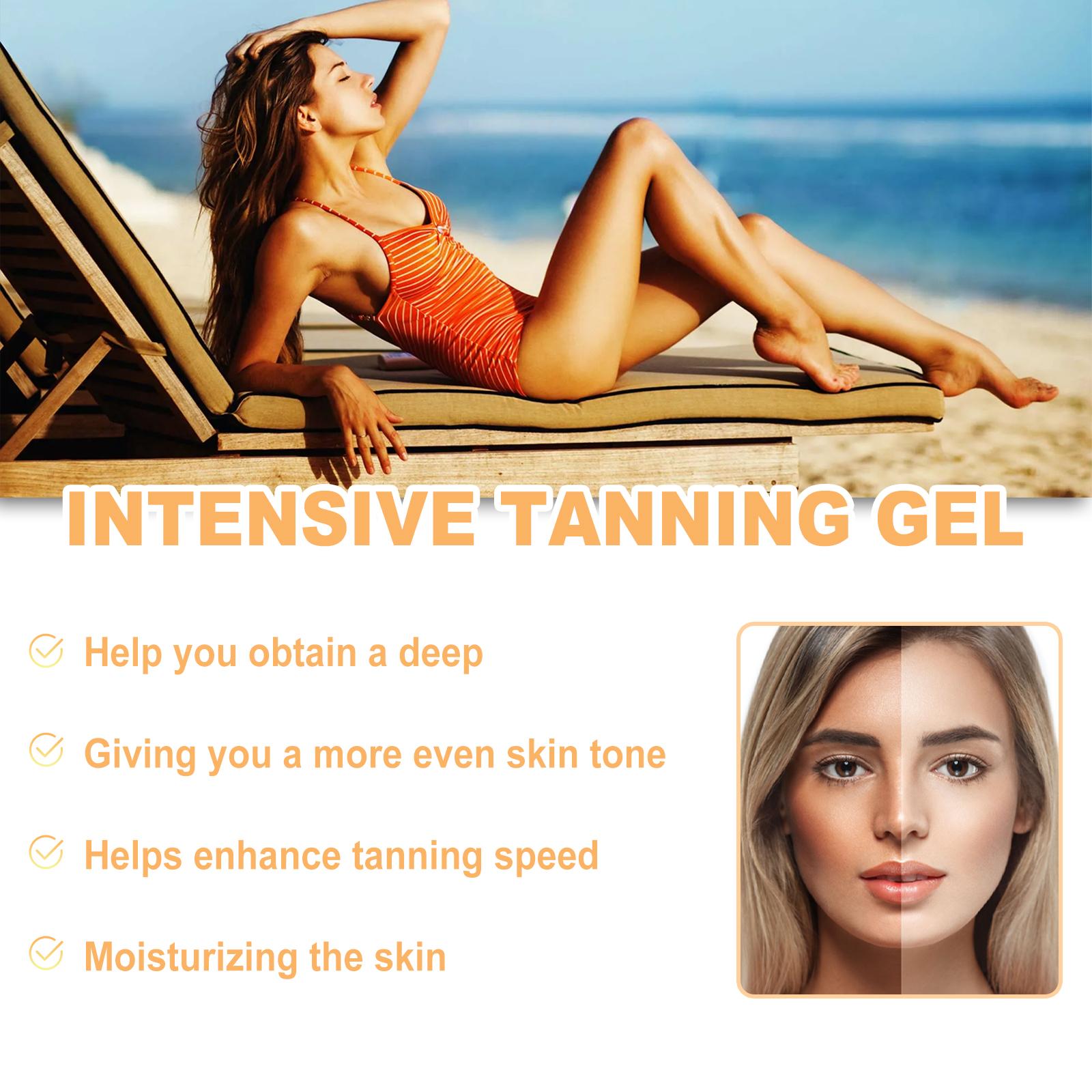HOYGI Intensive Tanning Gel with Coconut Extract & Vitamin E, Deep Radiant Sun-Kissed Bronze, Hydrating Formula for Streak-Free Glow, Indoor/Outdoor Use All Skin Types natural
