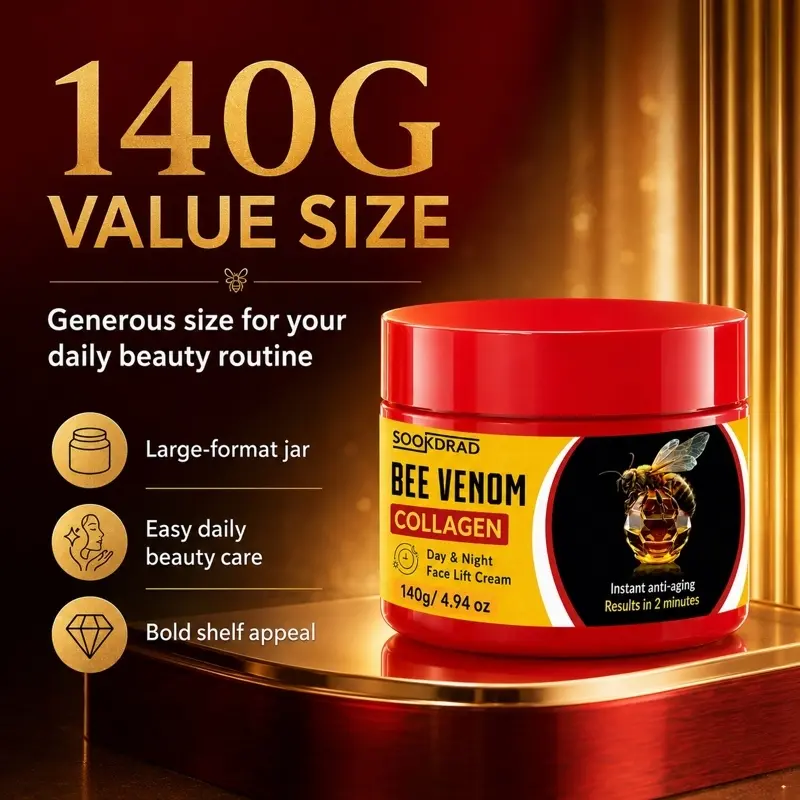 Bee Venom Collagen Day Night Face Lift Cream, Firming Facial Cream, 140g