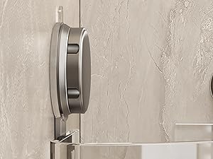 Corner Shower Caddy Suction Cup Shower Shelf Corner No Drilling Bathroom Shower Organizer Storage Rack Adhesive with Towel Bar Hooks (,Matte Gray) : Home & Kitchen