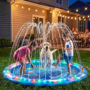 LED Glowing Splash Pad Sprinkler for Kids & Dogs, 60" Non-Slip Outdoor Water Toys Toddler Sprinkler Pool Splash Pad/Play Mat,LED Light Boys Girls Yard Sprinkler Pool for Kidsfidget toys