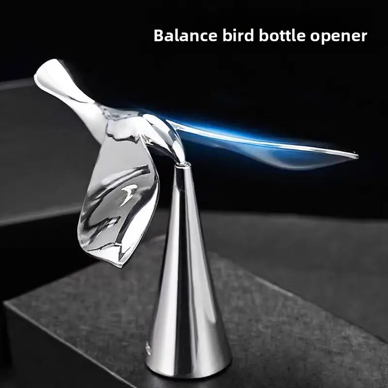 Bird-shaped bottle opener, balance cup, metal bird-shaped beer opener, creative decoration, magic bottle opener