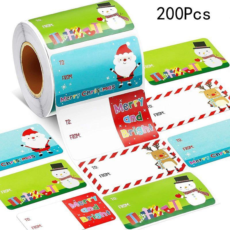 1 Roll/200 Sheets Christmas Festival Decoration Gift Series, Adhesive Labels for Holiday Gifts, Perfect for Festive Decorations, High Adhesive Stickers, Sticky Labels