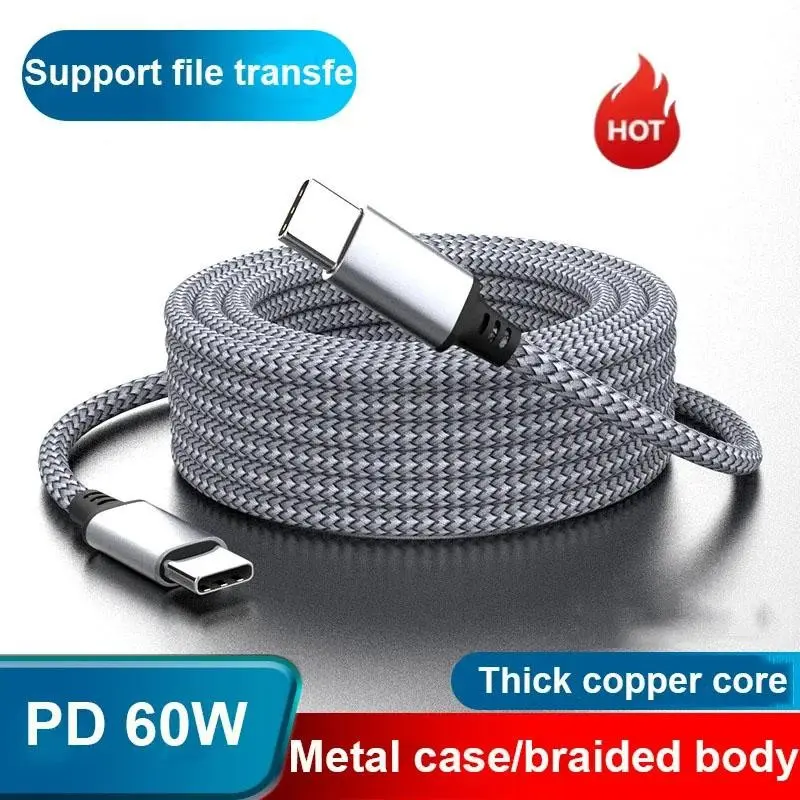 Type C To Type C Cable PD60W Fast Charger 1M 2M 3M 5M 8M Universal Extended Data Cable for IPhone15 Xiaomi Samsung Camera Laptop